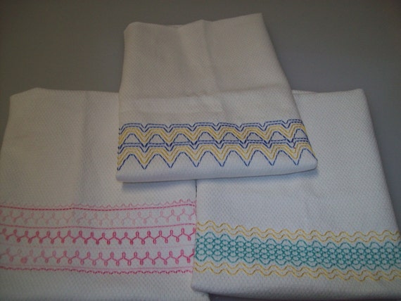 Embroidered Huck Towels