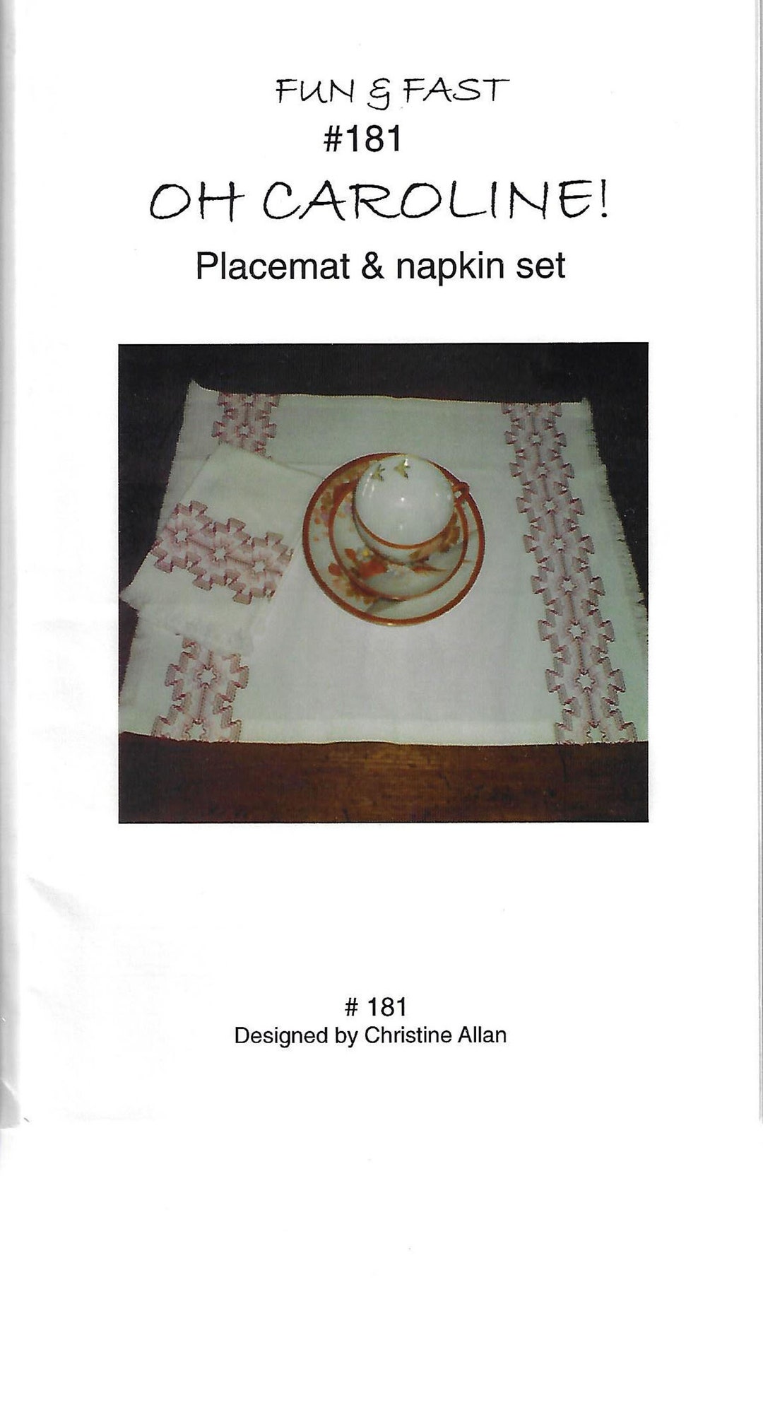 Huck Embroidery, Swedish Weaving, Placemat and Napkin Set Pattern Etsy