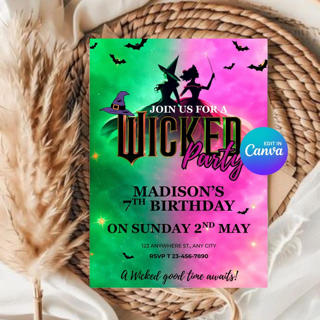 Downloadable Wicked Invitations Editable Wicked Party Invitation Template | Wicked Birthday Invite ...