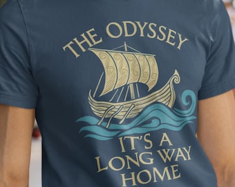 The Odyssey T-Shirt, It's a Long Way Home, Odysseus' Ship Illustration Shirt, Greek Mythology Tee,  Comfort Colors Shirt, Literary Gift