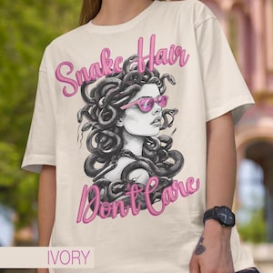 Medusa Snake Hair Don&#39;t Care T-shirt,  Graphic Greek Mythology Shirt, Gorgon Greek Myth Tee, Modern Medusa Comfort Colors Top