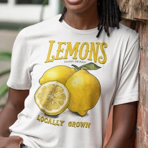 Lemons Vintage Farmers Market Tee, Heirloom Citrus, Cottagecore Sunshine Vibes, Fresh Produce Vintage Graphic T-Shirt, Comfort Colors Shirt