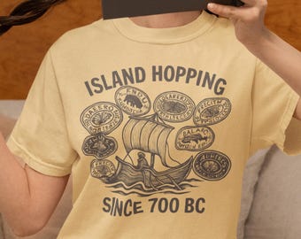 Odysseen Öhopping T-shirt, grekisk mytologi T-shirt, Odysseus skeppsdesign, klassisk litteratur T-shirt, mytologi, Homerosinspirerad gåva