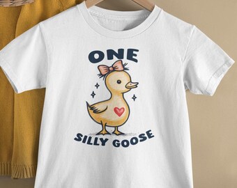 One Silly Goose First Birthday Baby Bodysuit, Infant Tee Shirt, One Year Old Girl Tee, Silly Goose Design, 1st Birthday Outfit