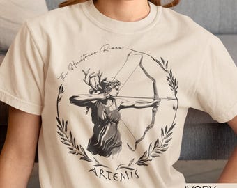 Artemis The  Huntress Rises T-Shirt, Greek Mythology Tee, Nature Lover Gift, Woodland Spirit Apparel