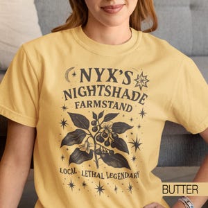 Nyx Nightshade Farmstand T-Shirt, Greek Mythology Tee Plants & Celestial Design, Local, Lethal, Legendary Graphic Shirt, Dark Academia Gift image 5