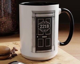 221B Baker St Sherlock Holmes-koffiemok, 221B Baker Street-deurmok, cadeau mysterieliefhebber, literair koffiekopje, cadeau British Mystery fandom
