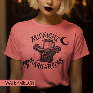 Midnight Margaritas Tee, Practical Magic Inspired Shirt, Witchy Cocktail Graphic T-shirt, Halloween Girls Night Top, Witchy Margarita Design