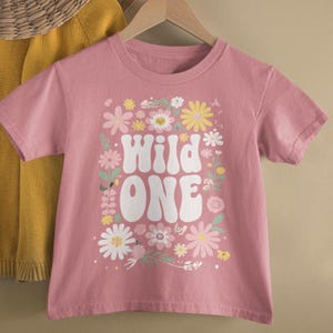 Wild One First Birthday Bodysuit and Tee, Floral Baby Outfit, Wildflowers Theme Baby Romper, Wild One Infant Birthday Outfit