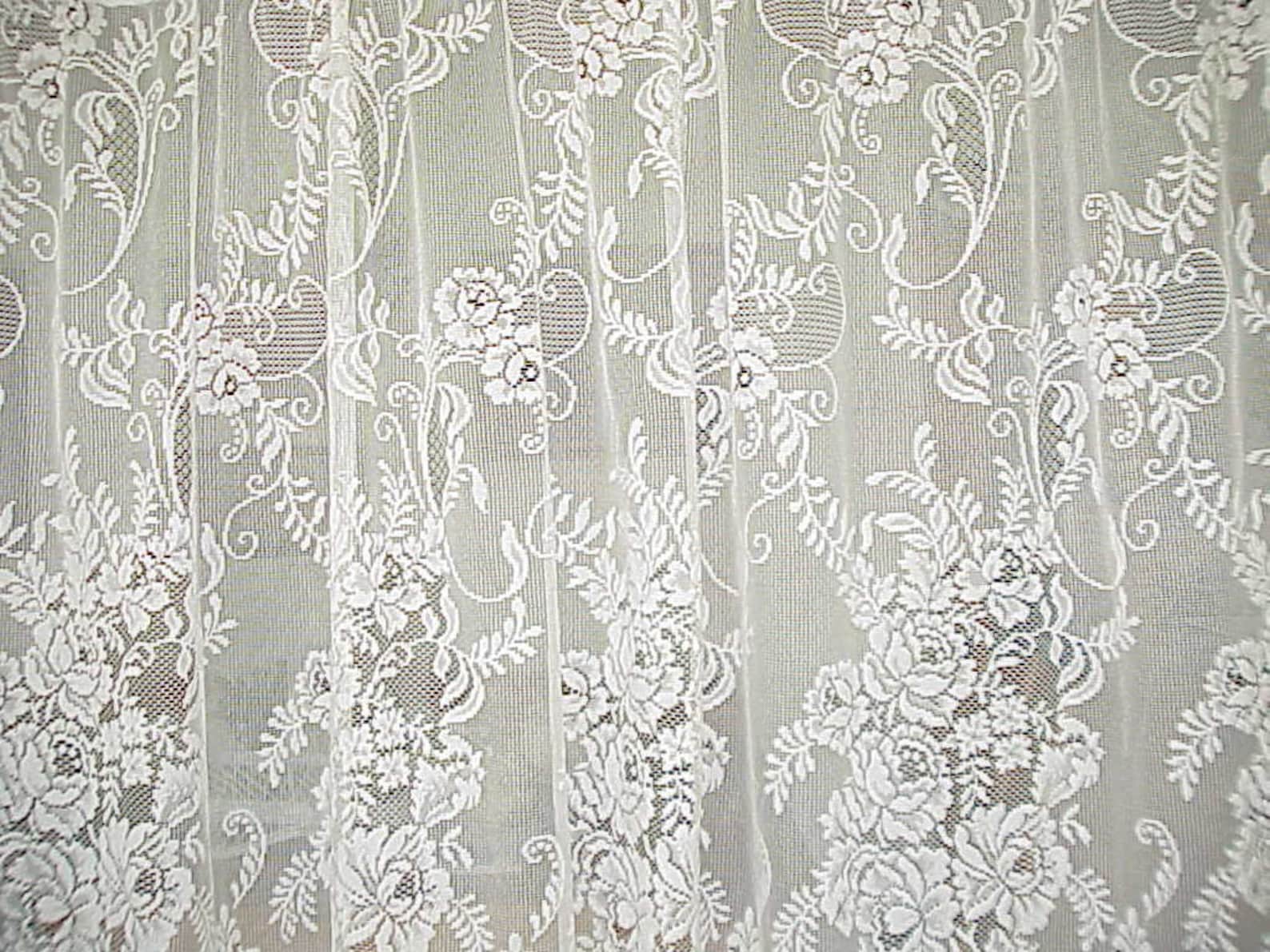 1 Vintage Victorian Cream LACE Curtain Panel 57 Wide Etsy