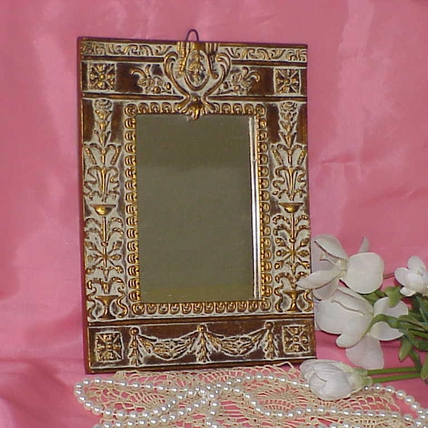 Vintage Art Nouveau Gold Old World Style Hanging Mirror