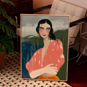 Woman in Rain Art Print – Moody Portrait of Female Figure – Abstract Emotional Wall Art – Digital Download Printable Poster**