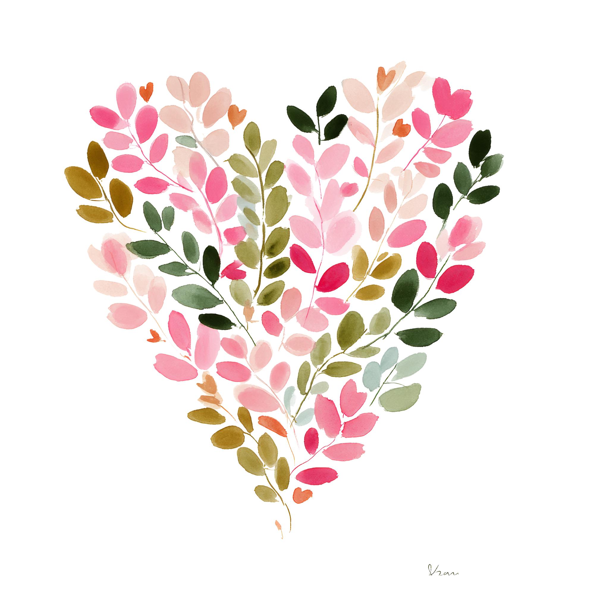 Floral Heart Clipart: Pink Flower Hearts Weddings & Valentine's Day, 20 ...