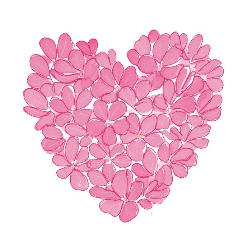 Romantic Pink Floral Heart Clipart: Valentine's Day & Wedding, 15 Pngs ...