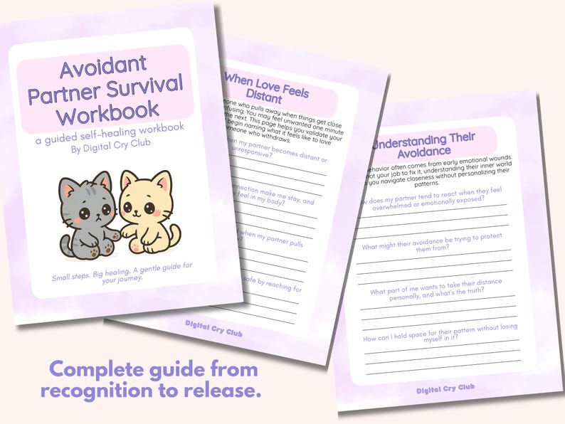 Avoidant Partner Survival Workbook PDF | Attachment Style Recovery Journal | Relationship Communication & Emotional Needs Tracker
