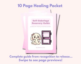 Self-Sabotage Recovery Plan | Mental Health Therapy Worksheet PDF | Healing Self-Trust & Trauma Patterns | Guided Printable Journal