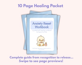 Cuaderno de ejercicios para restablecer la ansiedad (PDF) / Hojas de trabajo guiadas para aliviar la ansiedad / Diario imprimible de salud mental para el estrés y el pensamiento excesivo / Descarga digital