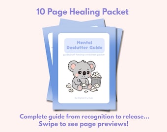 Mental Clutter Declutter Guide | A Soft Journal for Overthinking, Brain Fog, Anxiety, and ADHD Burnout | Digital Healing Worksheets