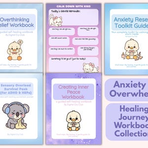 Anxiety & Overwhelm Healing Journey PDF Bundle | Overthinking Relief, Anxiety Reset, Sensory Overload & Inner Peace Worksheets