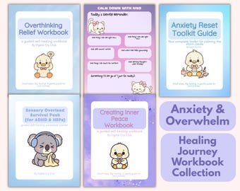Anxiety & Overwhelm Healing Journey PDF Bundle | Overthinking Relief, Anxiety Reset, Sensory Overload and Inner Peace Worksheets + Planners