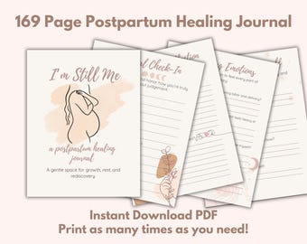 Diario de sanación posparto (PDF) / Guía de recuperación, reflexión sobre el parto, seguimiento de salud mental y autocuidado para mamás primerizas