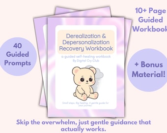 Manual de recuperación de la desrealización y la despersonalización (PDF) / Diario de sanación de la disociación / Herramientas de conexión a tierra para sentirse real y reconectar