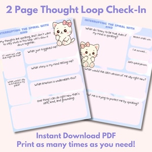 Att bryta spiralen med Kiko PDF | Arbetsblad om ångesttankespiral för stöd till mental hälsa och emotionell reglering | Söt helande