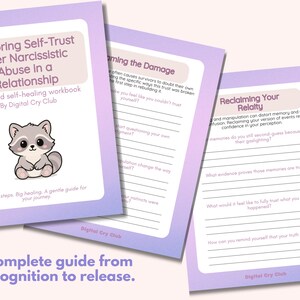 Restoring Self-Trust After Narcissistic Abuse Workbook PDF | Romantic Toxic Relationship Healing Journal | Gaslighting Recovery Guide