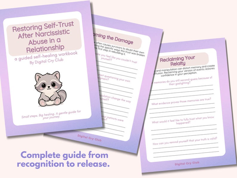 Restoring Self-Trust After Narcissistic Abuse Workbook PDF | Romantic Toxic Relationship Healing Journal | Gaslighting Recovery Guide