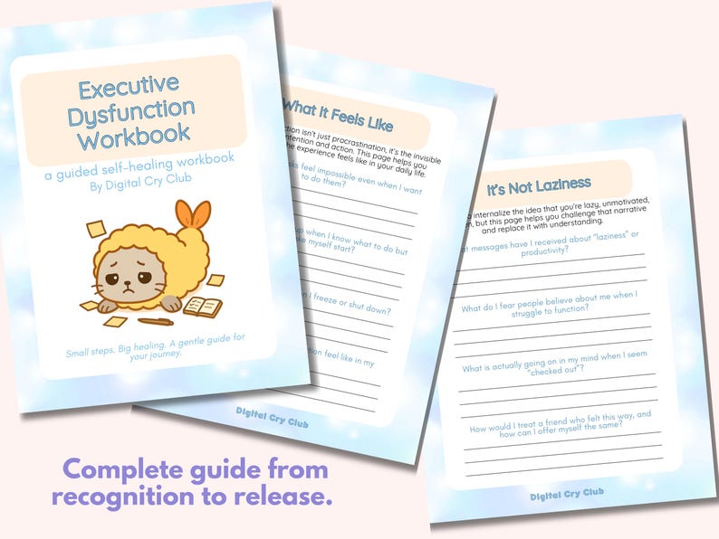 Executive Dysfunction Workbook PDF | Task Paralysis & Mental Freeze Recovery Journal | ADHD & Burnout Support Digital Download