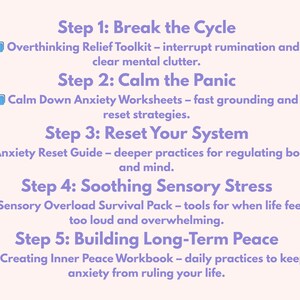 Anxiety & Overwhelm Healing Journey PDF Bundle | Overthinking Relief, Anxiety Reset, Sensory Overload & Inner Peace Worksheets