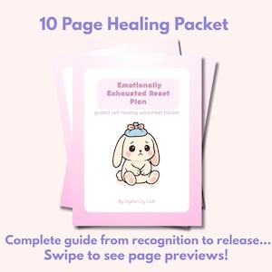 Emotionally Exhausted Reset Plan | Mental Health Journal for Burnout & Survival Mode | Digital Self-Therapy for Overwhelm and Shutdown