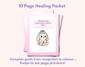 Emotionally Exhausted Reset Plan | Mental Health Journal for Burnout & Survival Mode | Digital Self-Therapy for Overwhelm and Shutdown