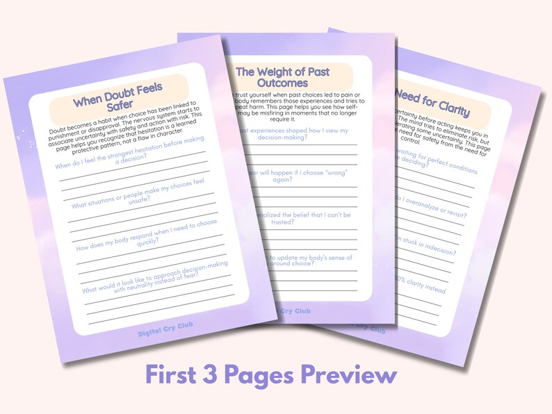 Learning to Trust My Decisions Workbook PDF | Self-Trust & Confidence Healing Guide | Emotional Regulation & Decision-Making Printable