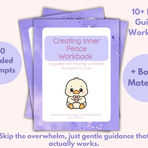 Creating Inner Peace Workbook PDF | Guided Journal for Stress Relief and Calm | Printable Mental Health Worksheets + Bonus Peace Log