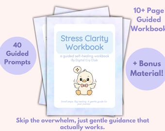 Stress Clarity Journal PDF | Guided Stress Relief Workbook for Mental Clarity | Printable Self-Care Journal + Bonus Stress Log