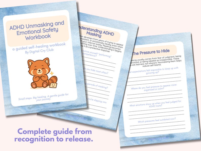 ADHD Unmasking and Emotional Safety Workbook | ADHD Masking Awareness | Emotional Safety | ADHD Identity | Self Understanding