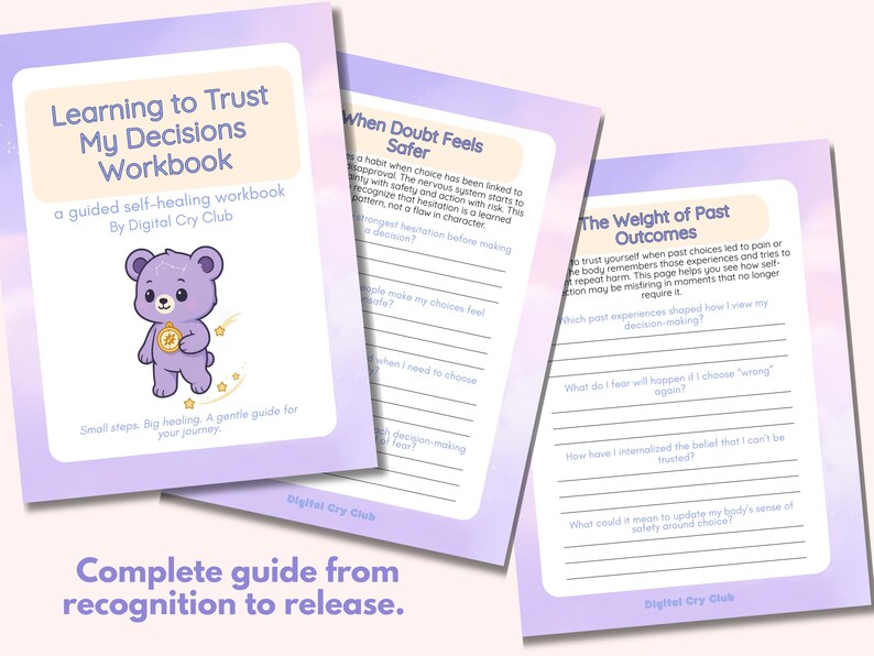 Learning to Trust My Decisions Workbook PDF | Self-Trust & Confidence Healing Guide | Emotional Regulation & Decision-Making Printable