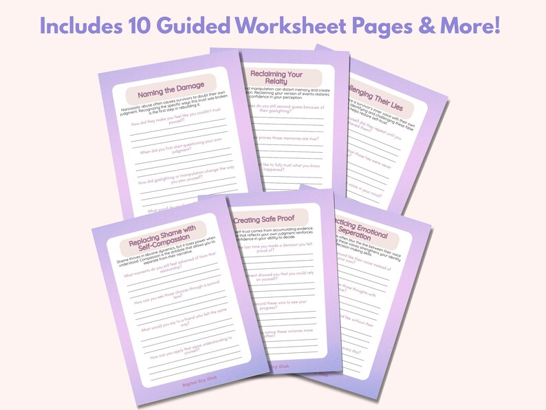 Restoring Self-Trust After Narcissistic Abuse Workbook PDF | Romantic Toxic Relationship Healing Journal | Gaslighting Recovery Guide