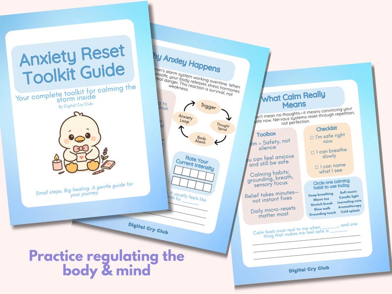 Anxiety & Overwhelm Healing Journey PDF Bundle | Overthinking Relief, Anxiety Reset, Sensory Overload & Inner Peace Worksheets