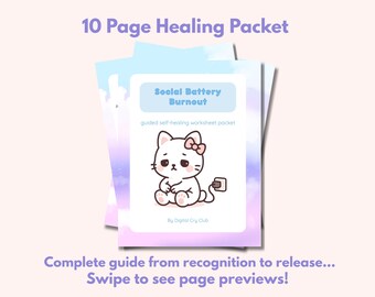 Cuaderno de ejercicios para el agotamiento por batería social / Recuperación emocional tras socializar, fatiga social y sobreestimulación / Diario de sanación digital (PDF)