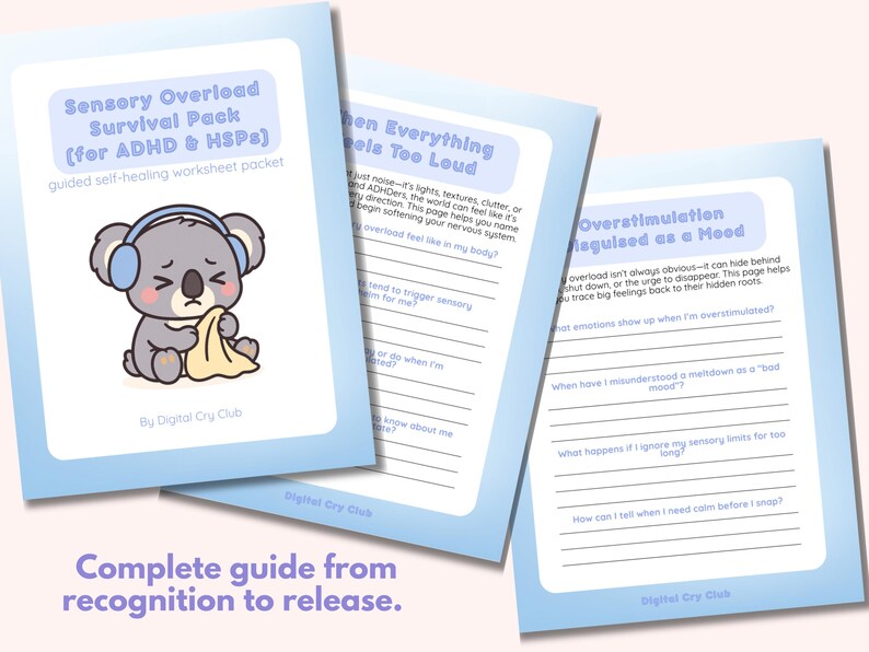 Anxiety & Overwhelm Healing Journey PDF Bundle | Overthinking Relief, Anxiety Reset, Sensory Overload & Inner Peace Worksheets