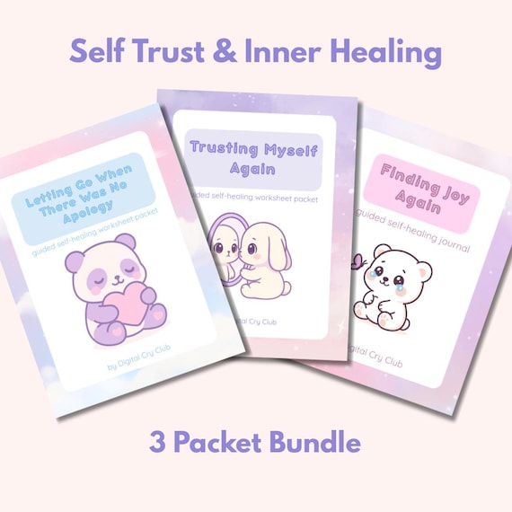 Self-Trust & Inner Healing Bundle | Printable Therapy Worksheets for Letting Go, Finding Joy, and Rebuilding Self-Worth PDF Kit