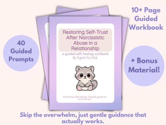 Restoring Self-Trust After Narcissistic Abuse Workbook PDF | Romantic Toxic Relationship Healing Journal | Gaslighting Recovery Guide