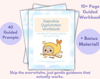 Manual de trabajo para la disfunción ejecutiva (PDF) / Diario de recuperación de la parálisis de tareas y el bloqueo mental / Descarga digital de apoyo para el TDAH y el agotamiento + Seguimiento