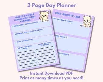 Anxious Attachment Planner PDF | Printable Tool for Text Anxiety, Reassurance Spirals & Emotional Regulation | Digital Download