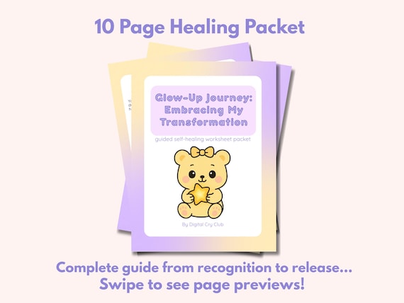 Glow Up Journal PDF | Self Transformation Guided Prompts | Printable Healing Workbook for Self Discovery & Inner Growth