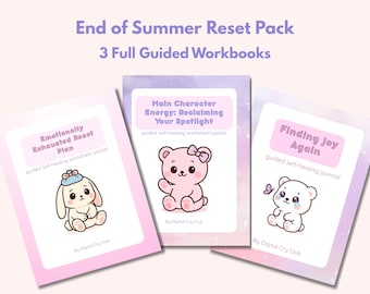 Paquete de reinicio de fin de verano (PDF) / Cuadernos de ejercicios de agotamiento emocional, recuperación de la alegría y energía del personaje principal / Paquete de sanación digital / Herramientas terapéuticas