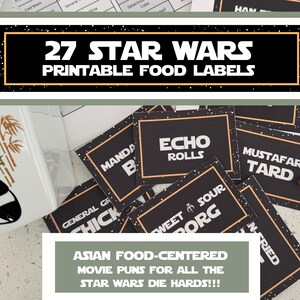 27 Star Wars Printable Food Card Labels: ASIAN FOOD menu- May the 4th Decor - Buffet Cards - Instant Download - pdf Files - NOT editable
