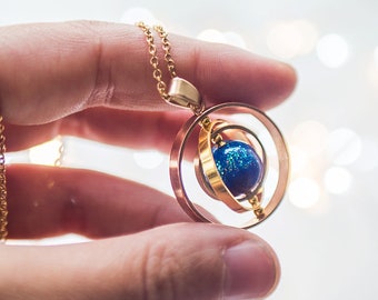 Celestial inspired jewelry, galaxy jewelry, unique jewelry, statement necklace, science necklace gift,solar system jewelry, outer space